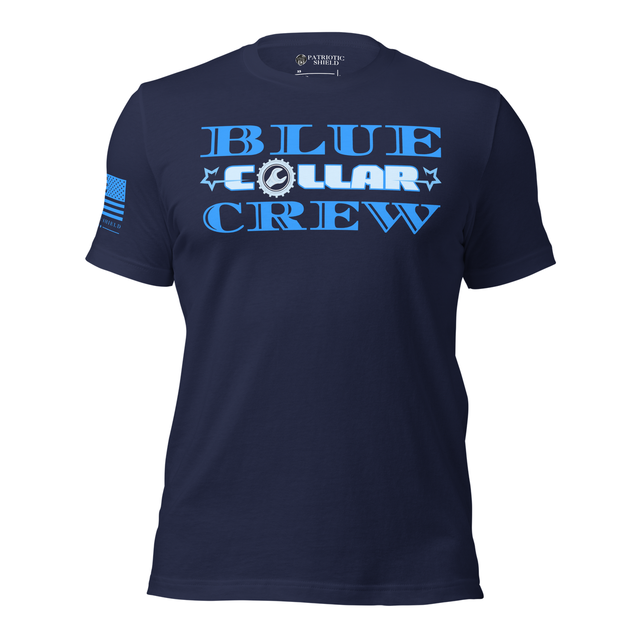 Comfortable Blue Collar Crew T-Shirt for the heart beat of America. Navy