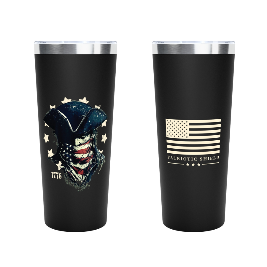 Patriotic Rebellion Tumbler celebrating American defiance and freedom. black