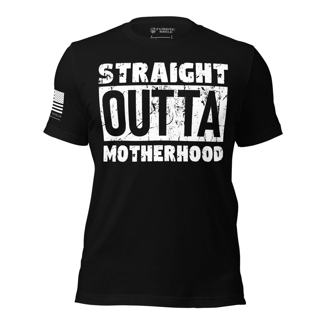 Chaos and caffeine mom shirt with bold message. black