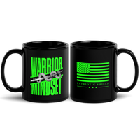 patriotic warrior coffee mug black ceramic. 11 oz