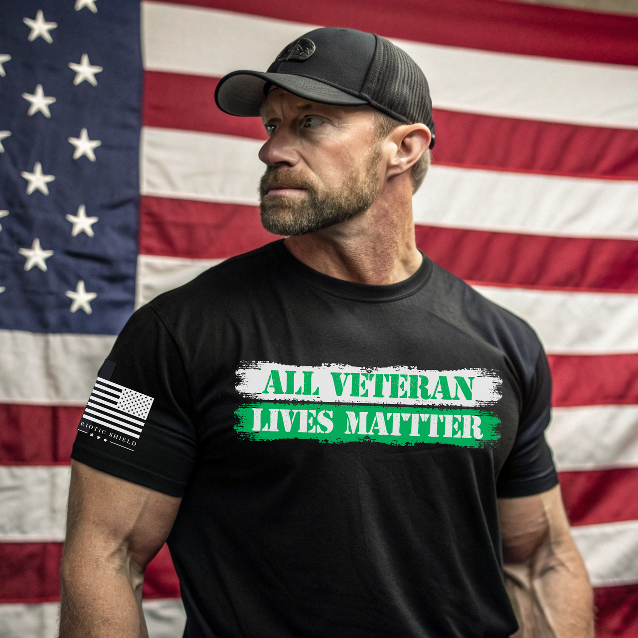 22 A Day slogan on veteran suicide prevention t-shirt