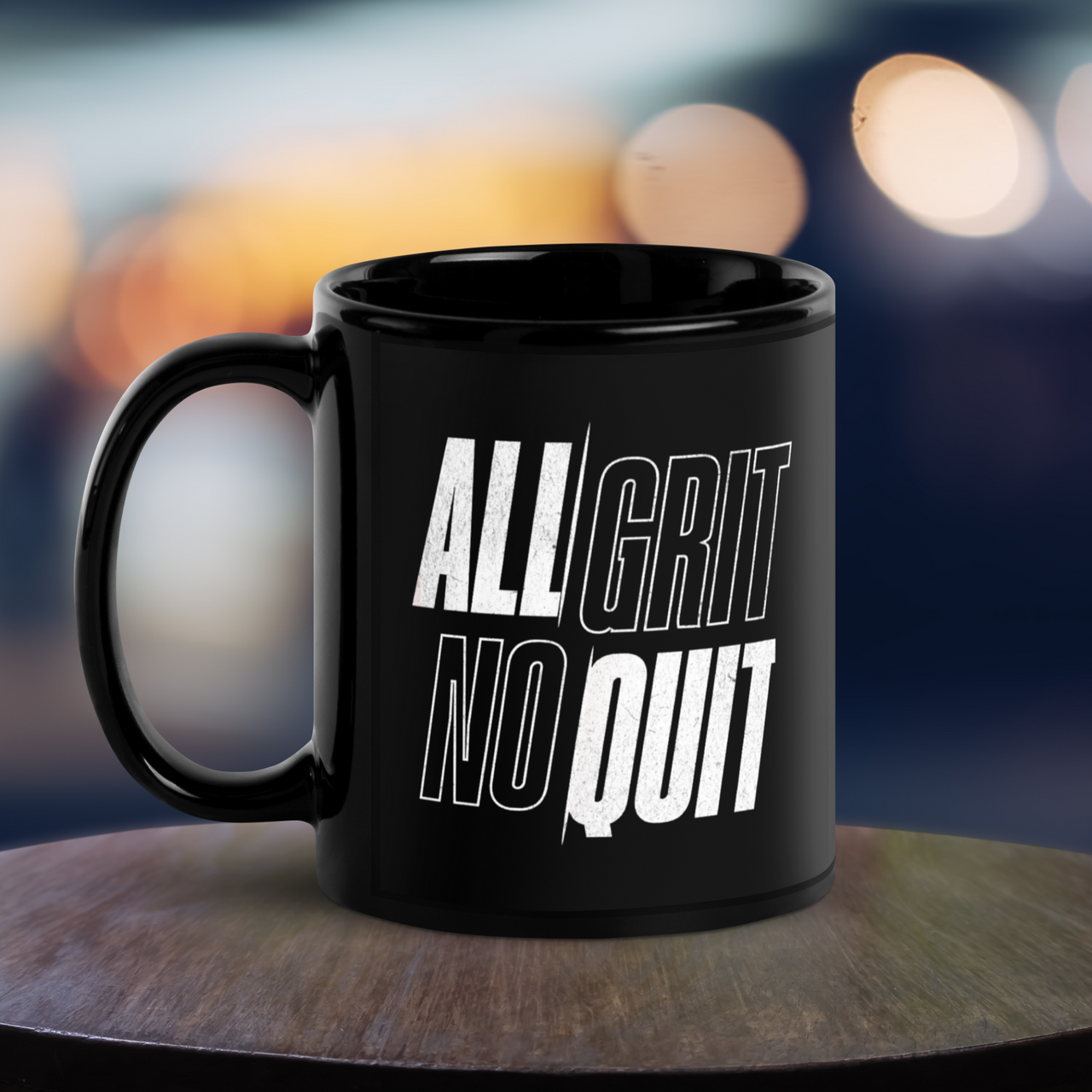 all grit no quit mug black glossy patriotic warrior coffee cup