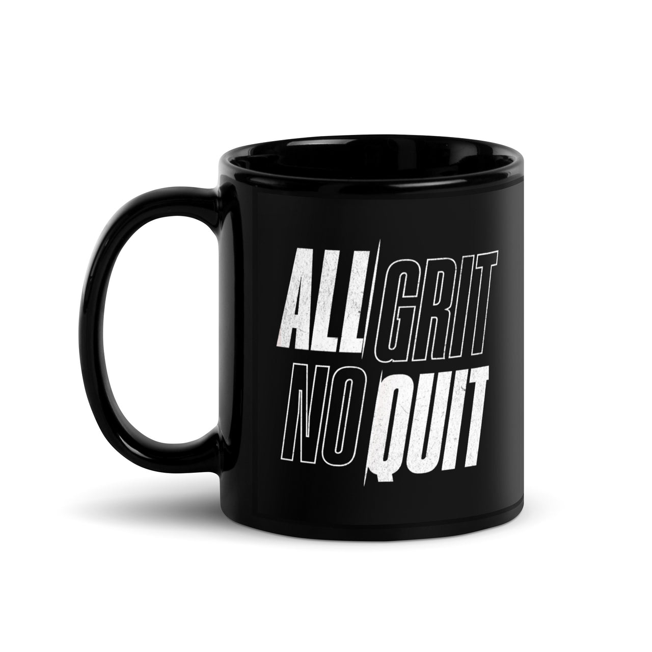 veteran family owned all grit no quit black glossy coffee cup