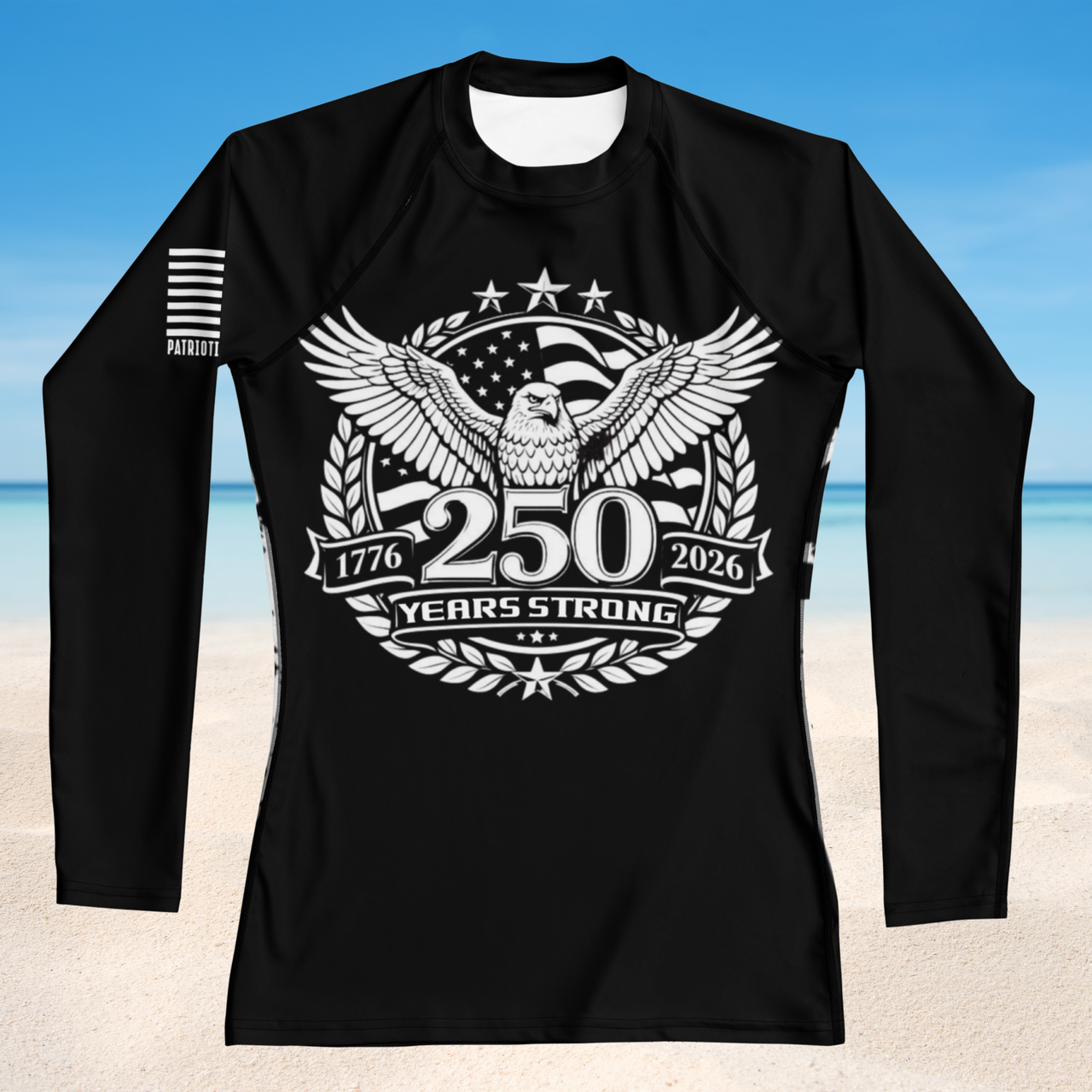 America 250 patriotic rash guard long sleeve American flag swim shirt