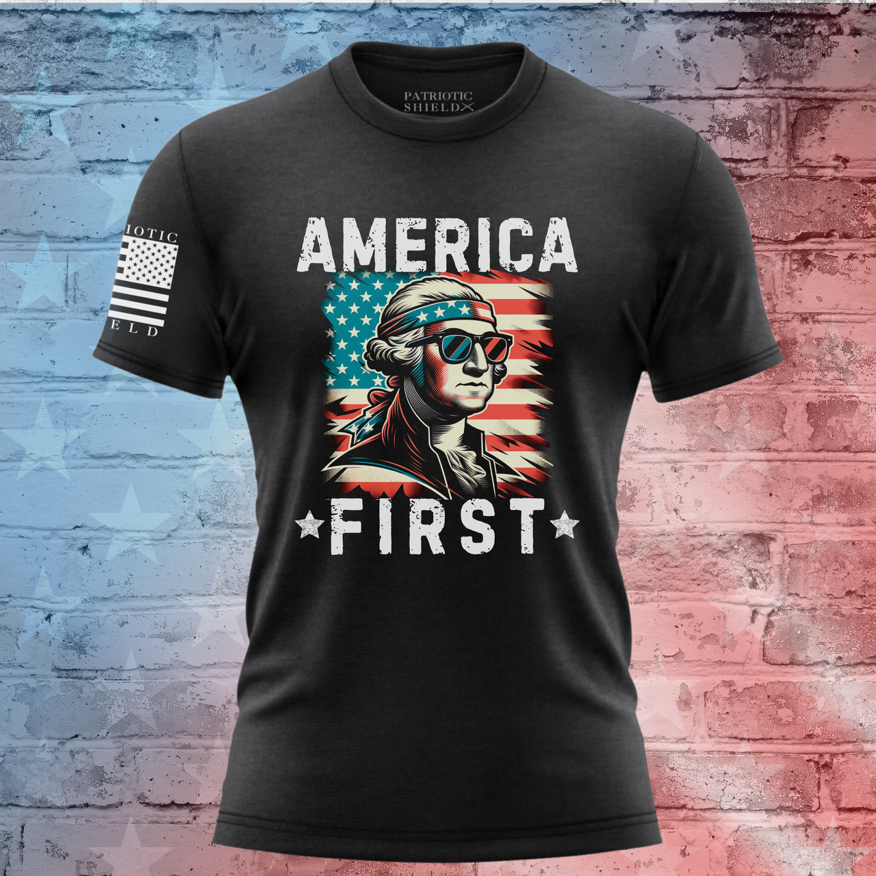 Patriotic women’s T-shirt celebrating America First values