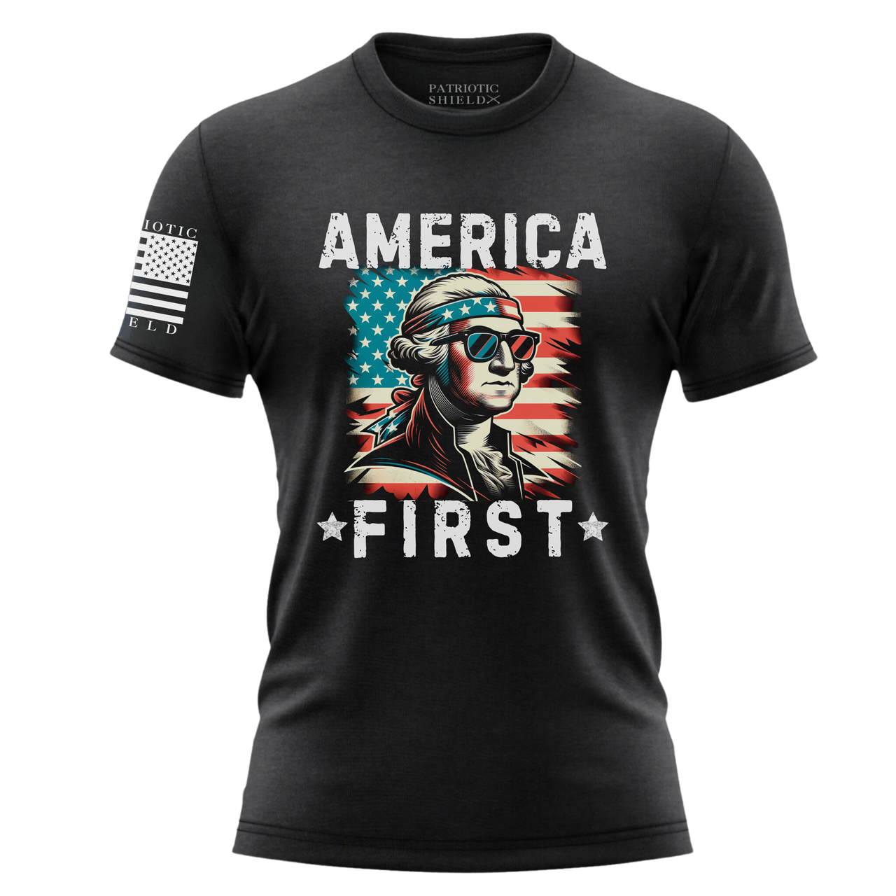 Veteran-family-owned America First apparel for women. Black