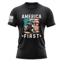 Thumbnail for Veteran-family-owned America First apparel for women. Black