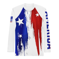 patriotic swim shirt with America sleeve design for beach vacations