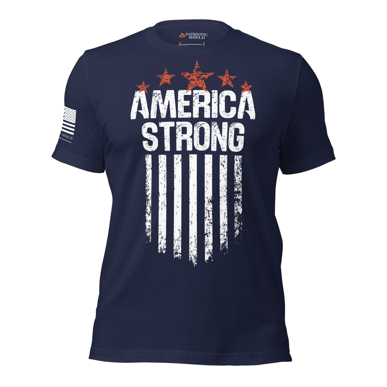 Defiant American strength t-shirt for everyday heroes. navy