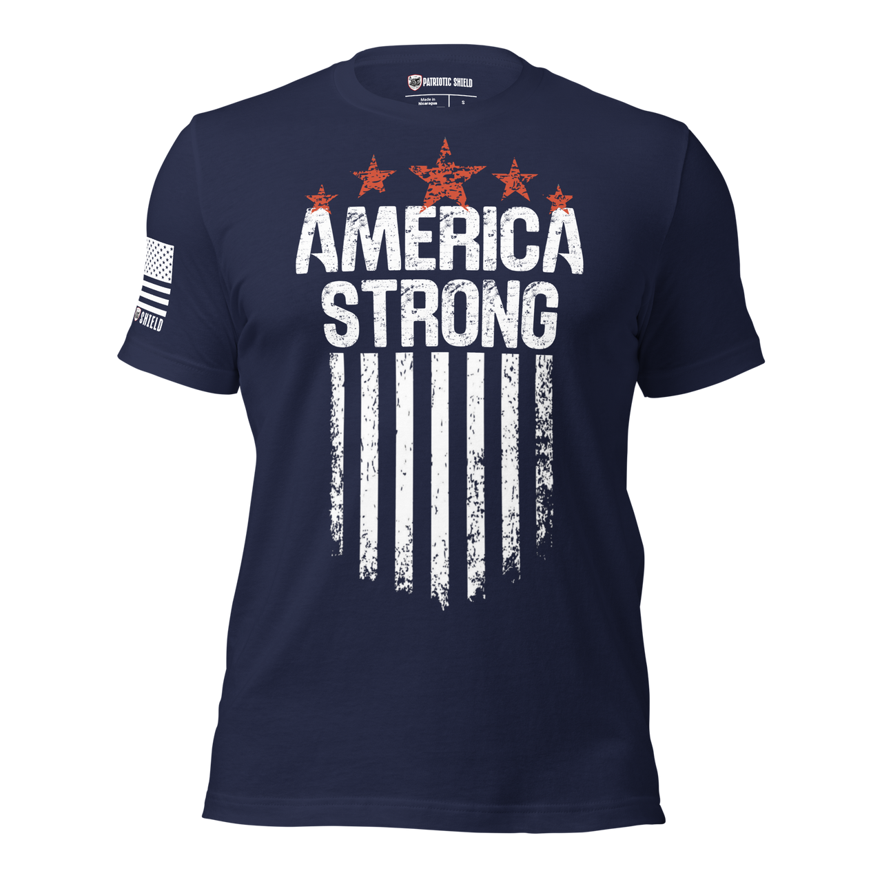 Defiant American strength t-shirt for everyday heroes. navy