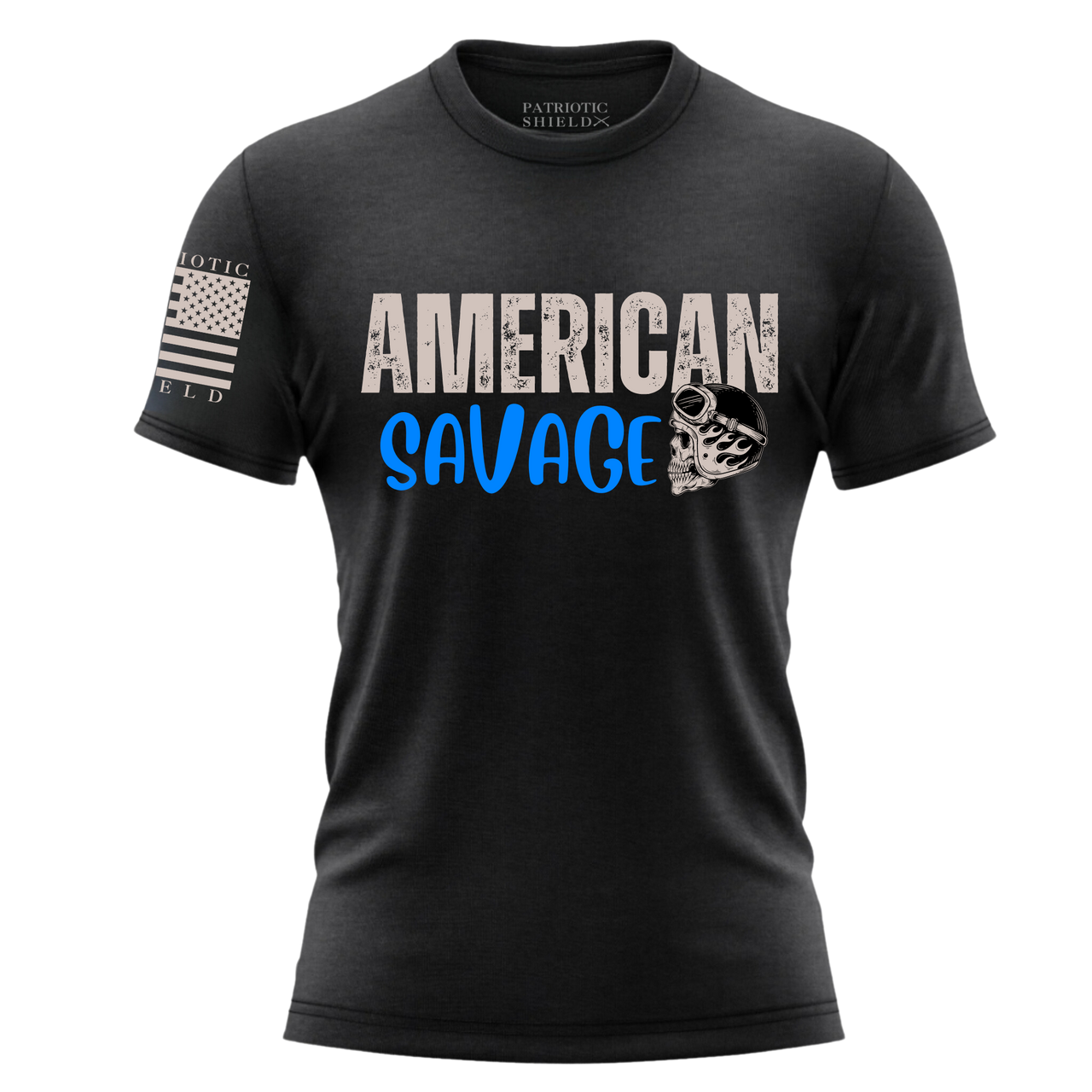 Comfortable American Savage T-Shirt for unwavering patriotic warriors. Black