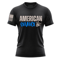 Thumbnail for Comfortable American Savage T-Shirt for unwavering patriotic warriors. Black