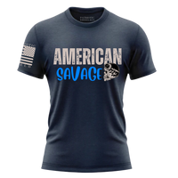 Thumbnail for American Savage T-Shirt celebrating freedom and fearless living. Navy