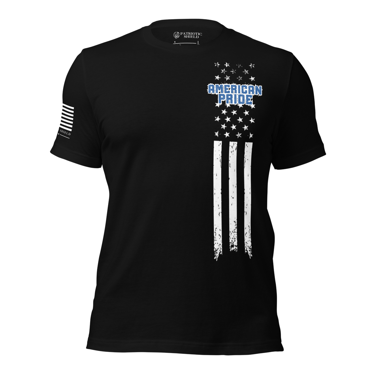 American Pride T-Shirt with distressed flag design. black