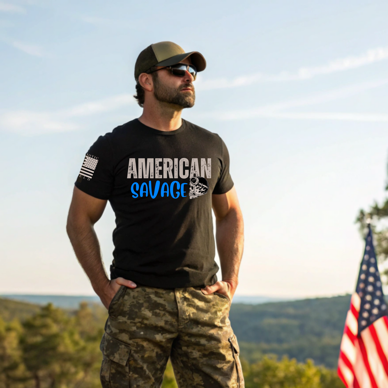 American Savage T-Shirt - Fierce apparel for warriors and patriots.