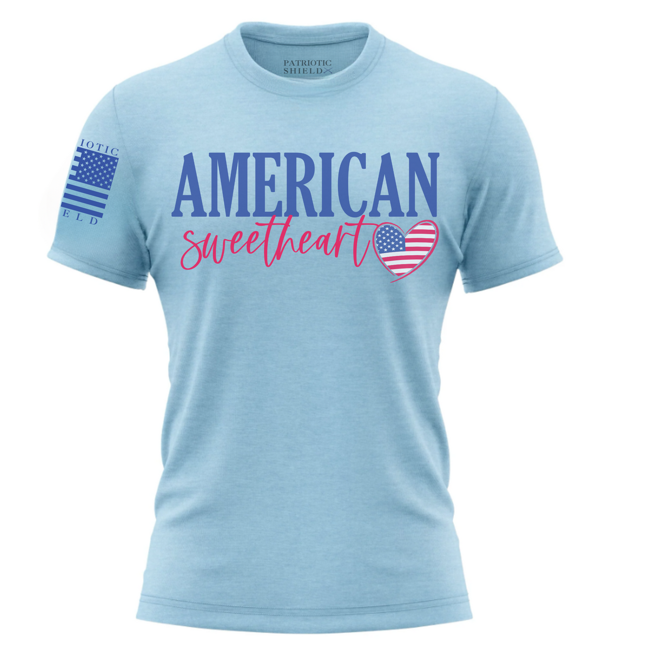 Veteran-family-owned American Sweetheart apparel for women. Baby Blue