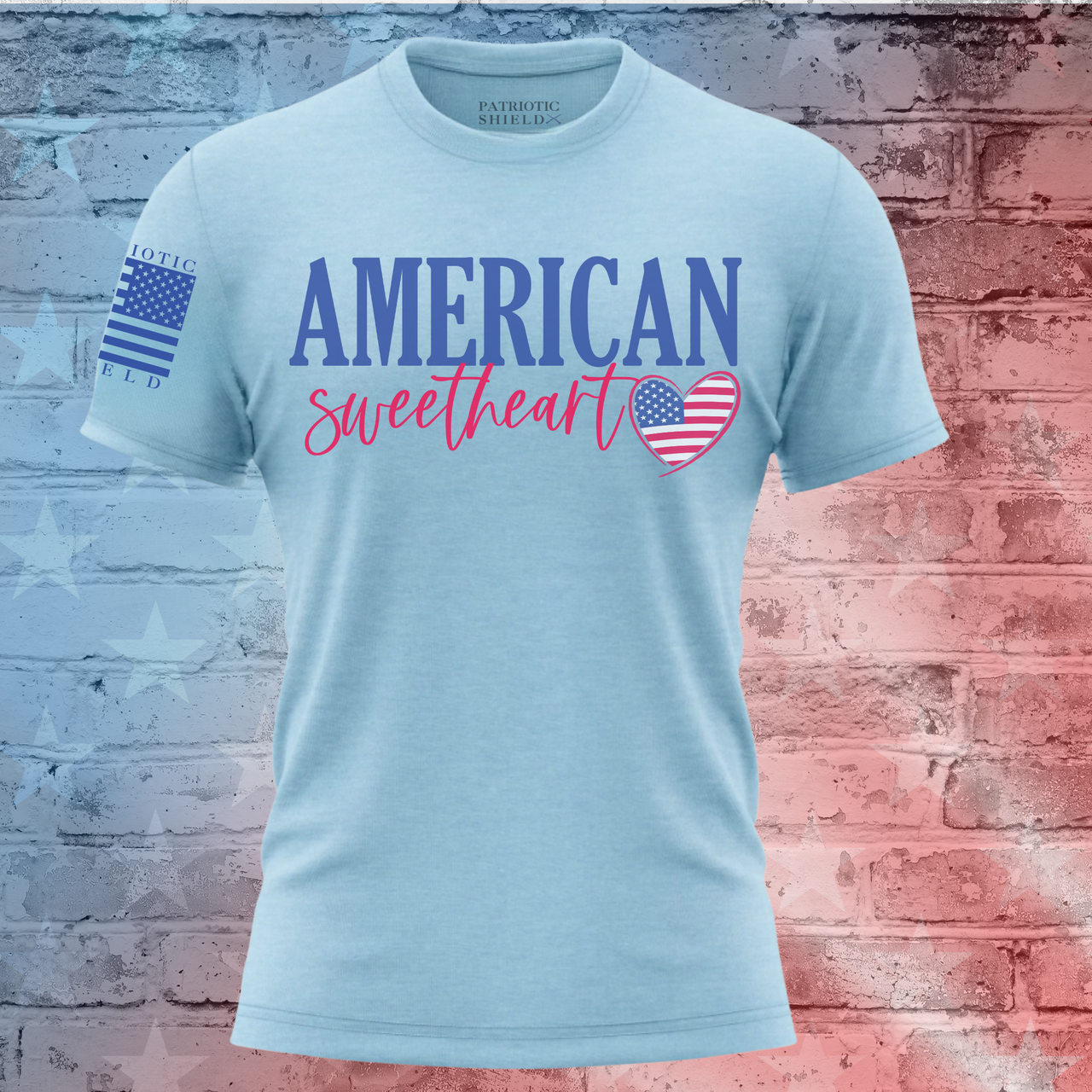 American Sweetheart Women’s T-Shirt with patriotic heart design