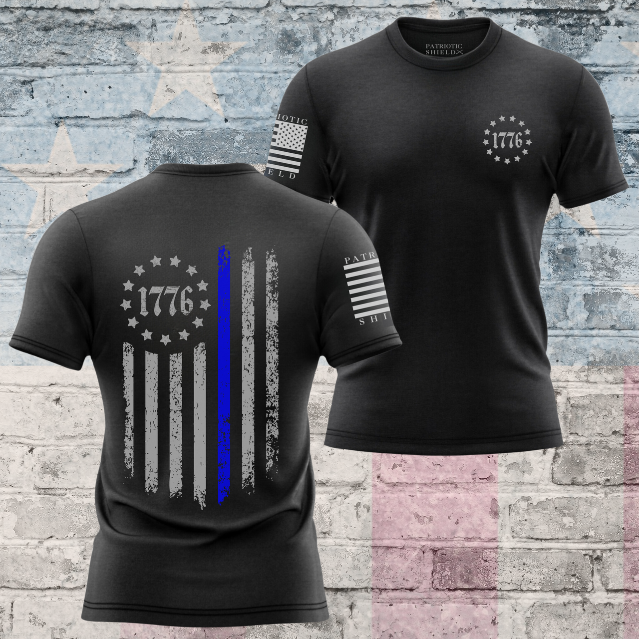 Back the Blue Women’s T-Shirt with thin blue line flag design