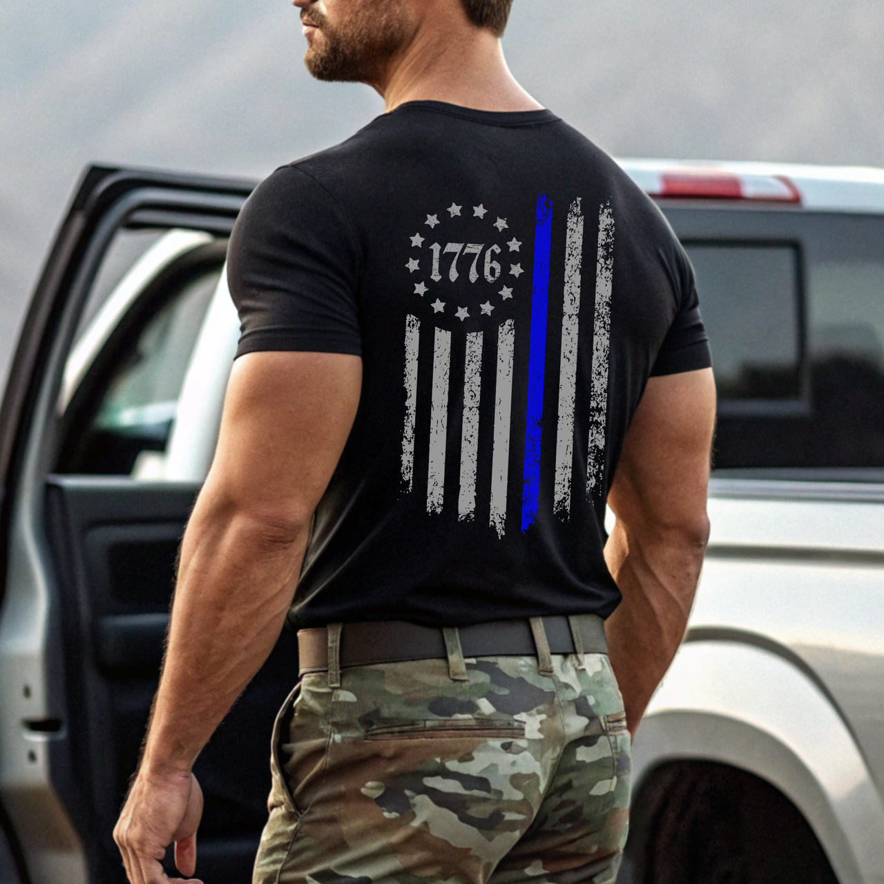 Bold Back the Blue T-Shirt honoring those who serve and protect.