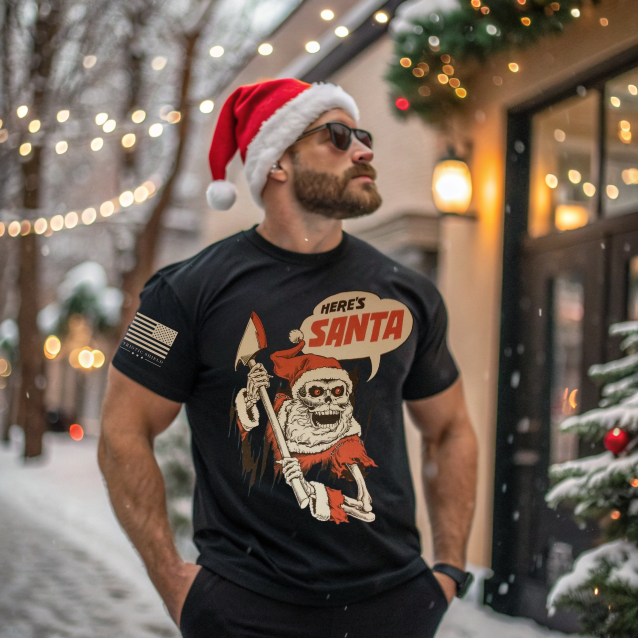 creepy christmas shirt heres santa the shining movie design