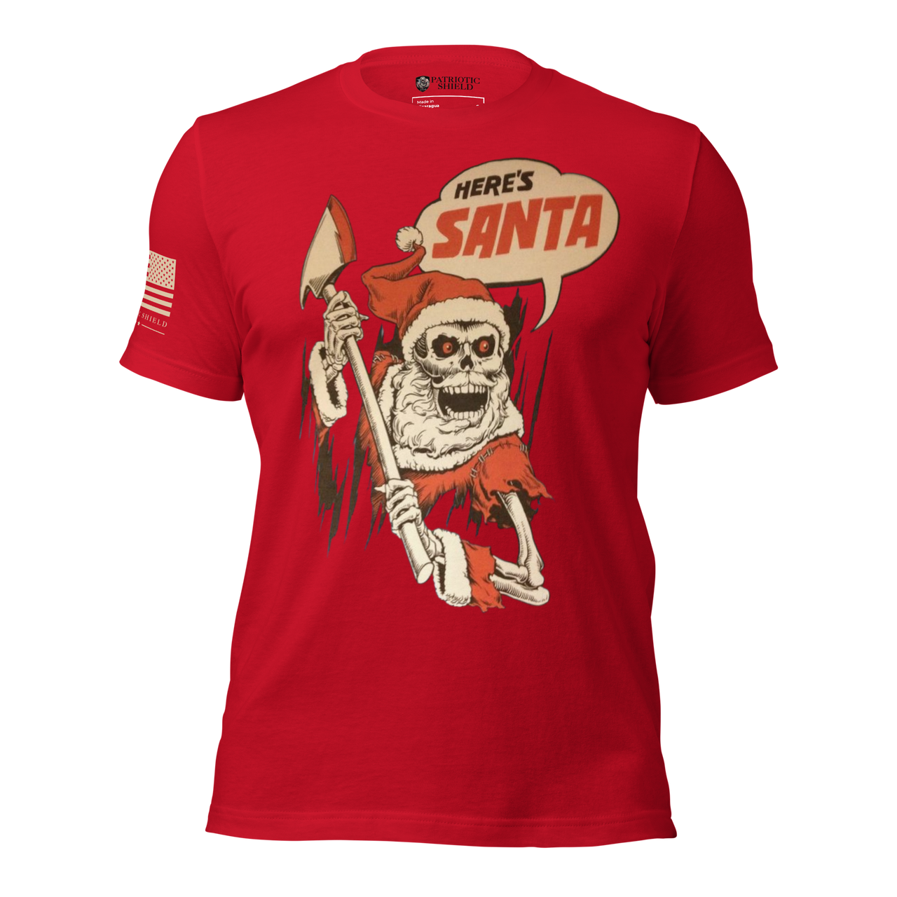 horror christmas tee bad santa is the perfect holiday gift. red