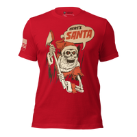 horror christmas tee bad santa is the perfect holiday gift. red