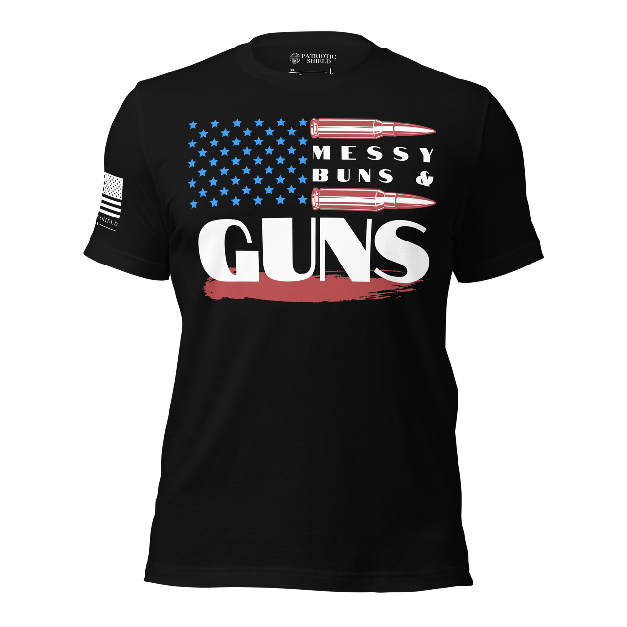 Soft and durable patriotic Badass Babe T-shirt for everyday wear. Black