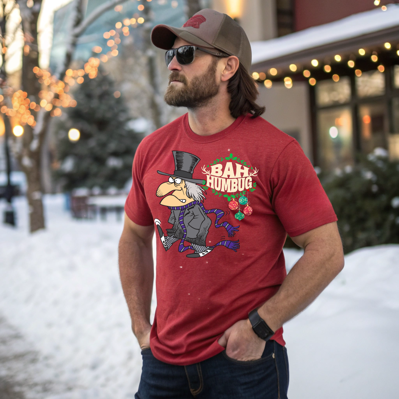 patriotic christmas tee for men bah humbug design