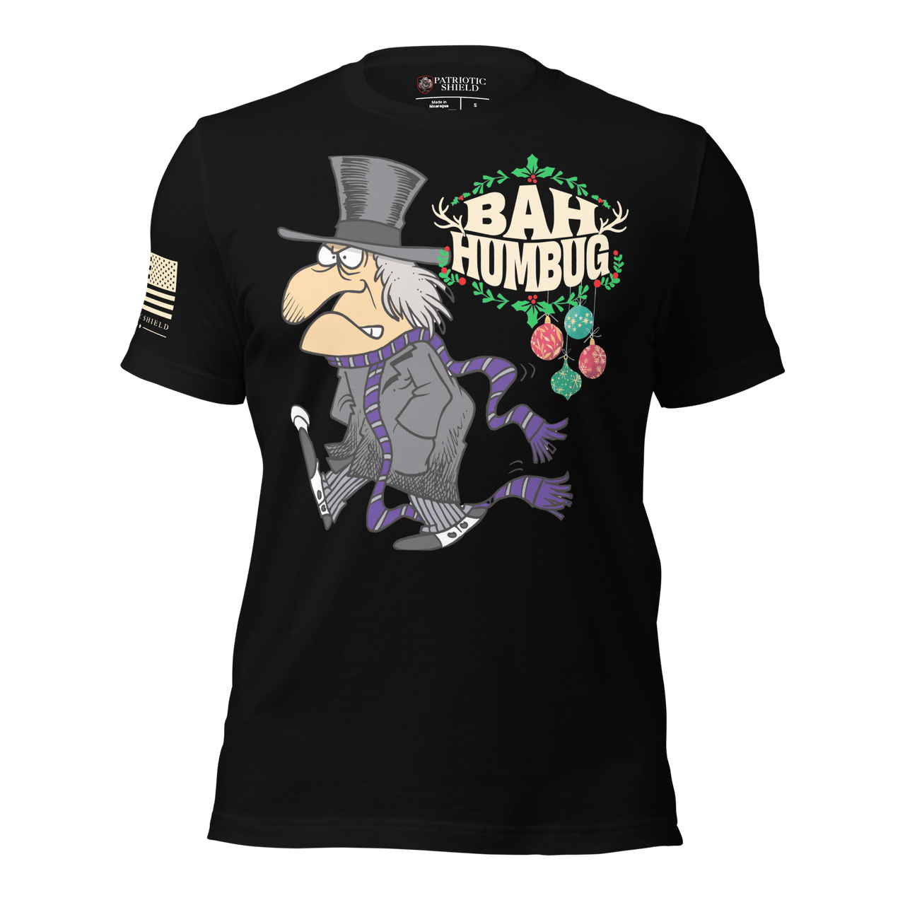 funny christmas shirt for patriots red white and blue. black