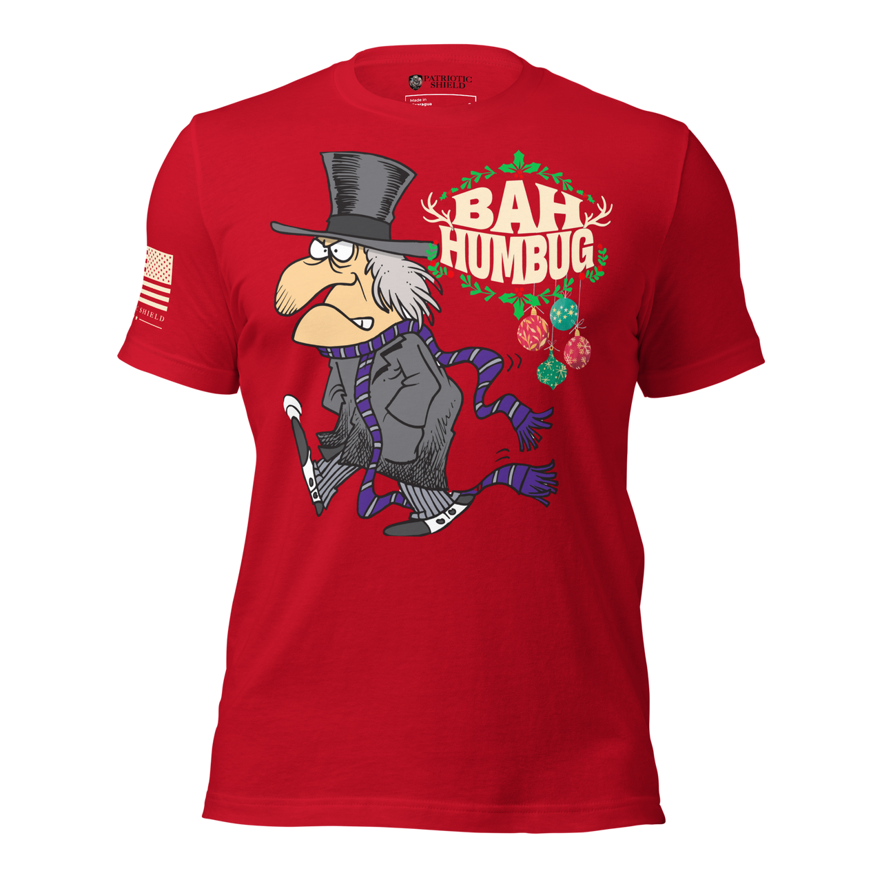 scrooge christmas humor t-shirt american flag. red