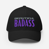 Thumbnail for Close-Up of Embroidered Beautiful Badass Hat Design. for women warriors. black
