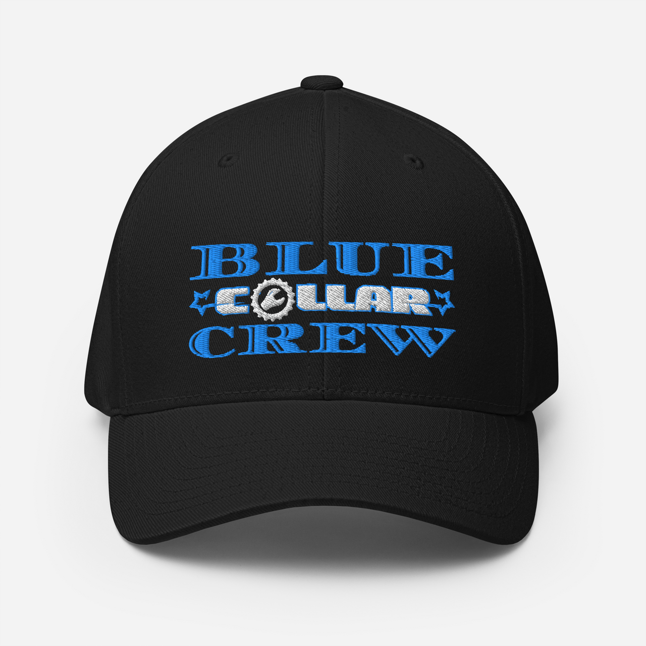 Workwear Cap with Blue Collar Embroidery for the working American warrior. black