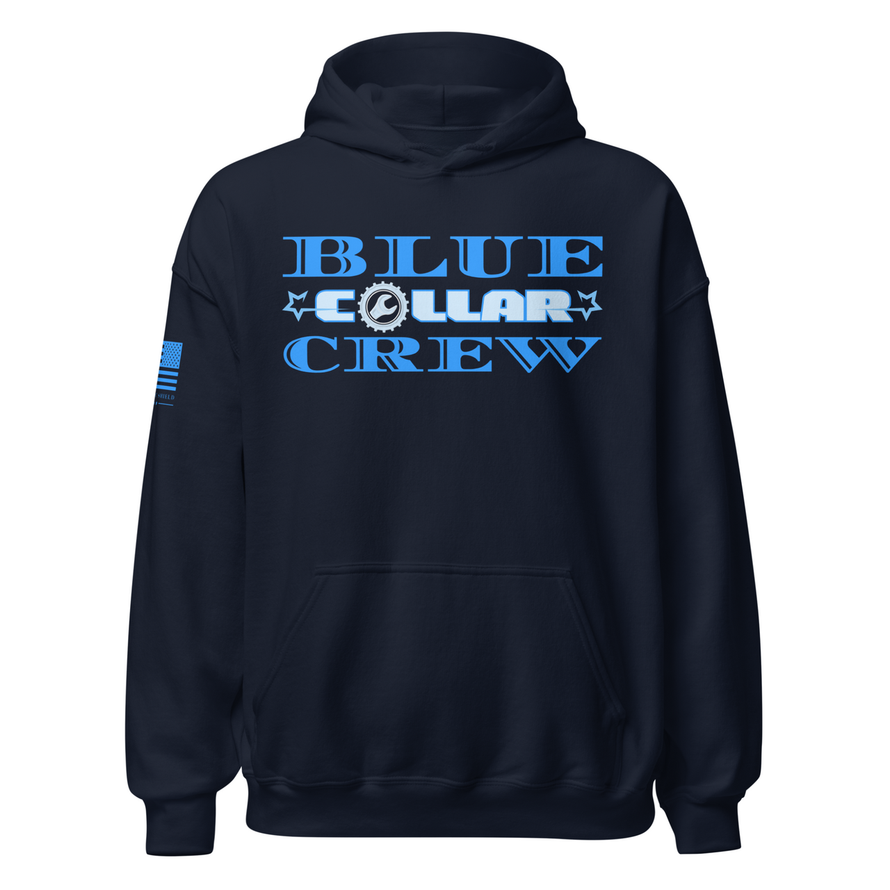Patriotic Blue Collar Hoodie for Men and Women USA. navy