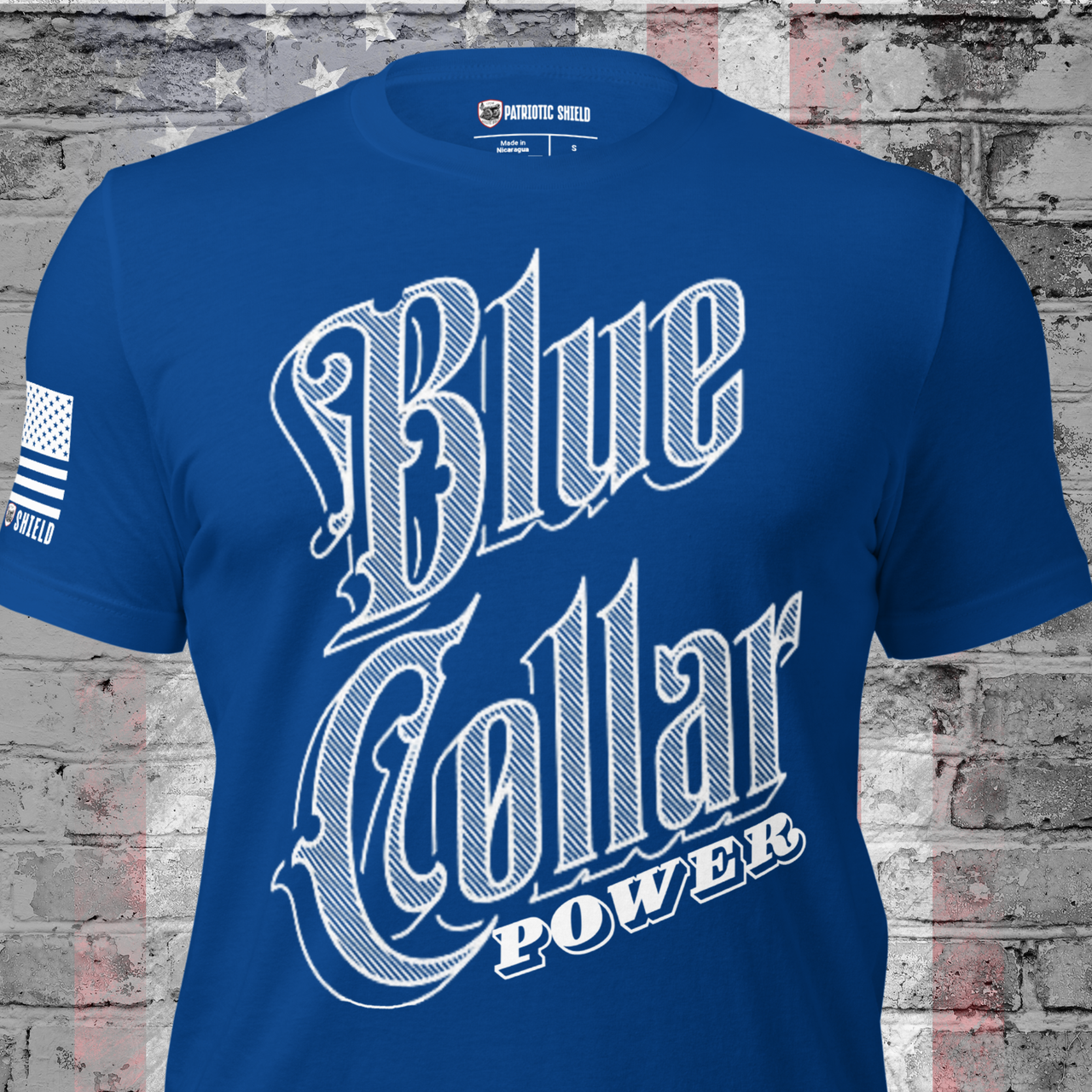 Blue Collar Power T-Shirt Patriotic Workwear USA