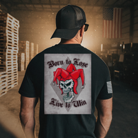 Born Defiant gritty graphic t-shirt with rebellious design for patriotic americans
