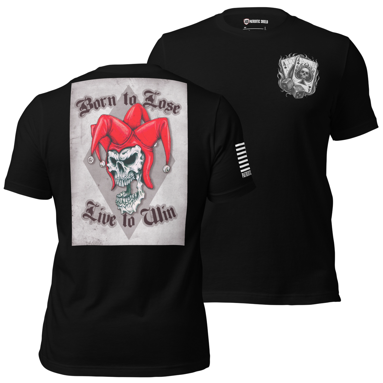 Born Defiant t-shirt product design for rebellious american spirit. black
