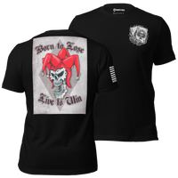 Born Defiant t-shirt product design for rebellious american spirit. black