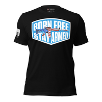 Born Free Stay Armed t-shirt American values apparel. black