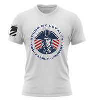 Thumbnail for Bound by Loyalty T-Shirt honoring values of faith and patriotism. White