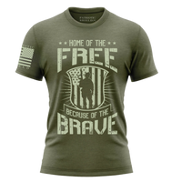 Thumbnail for Comfortable Brave Freedom T-Shirt honoring American bravery. Military Green