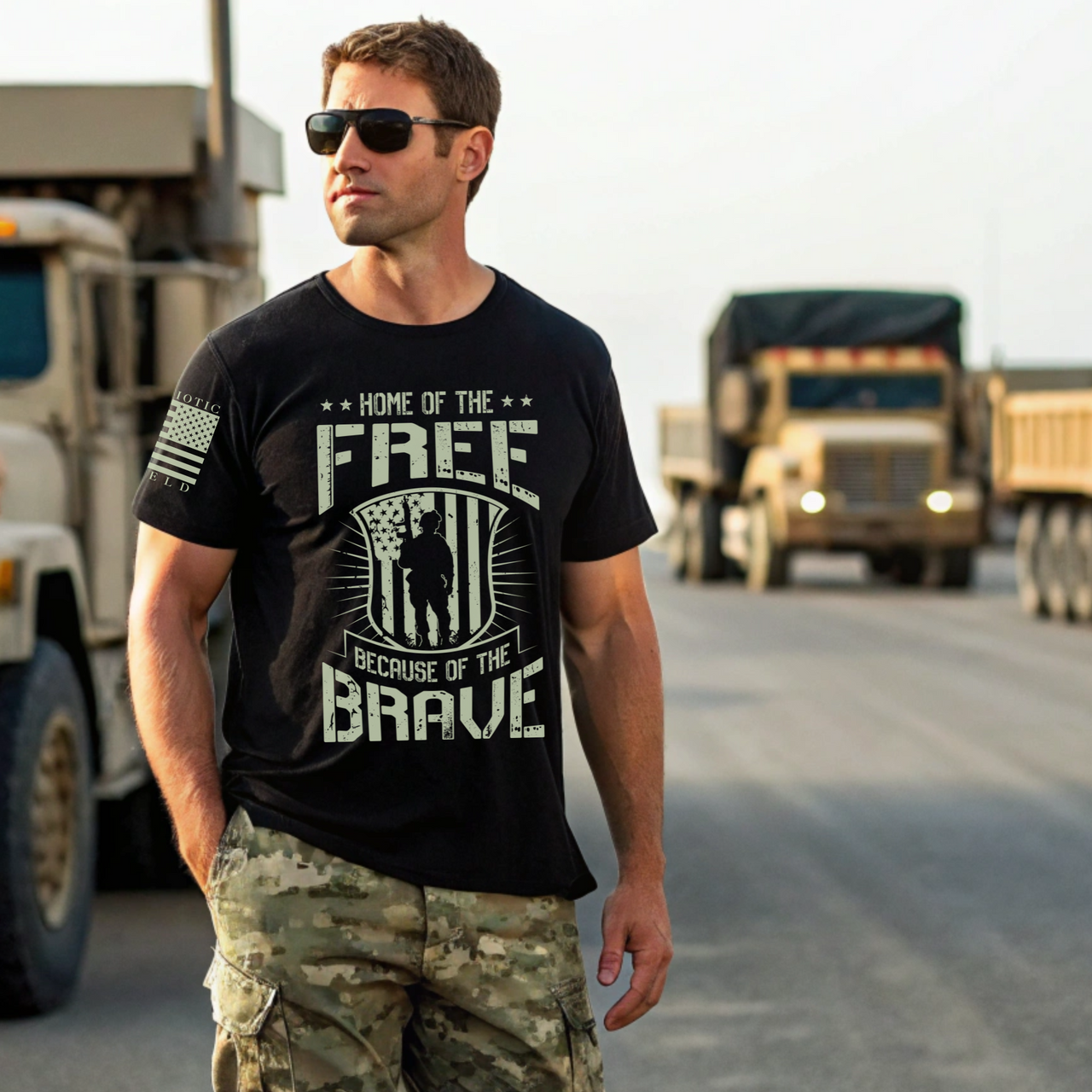 Bold Brave Freedom T-Shirt celebrating our brave military heroes.