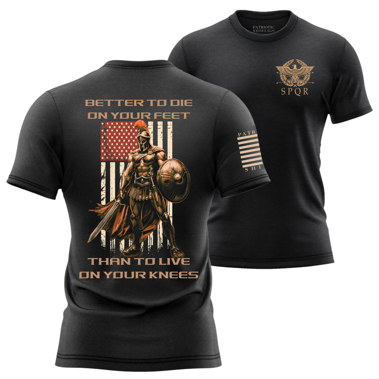 Defiant Better to Die on Your Feet T-Shirt for modern warriors. Black