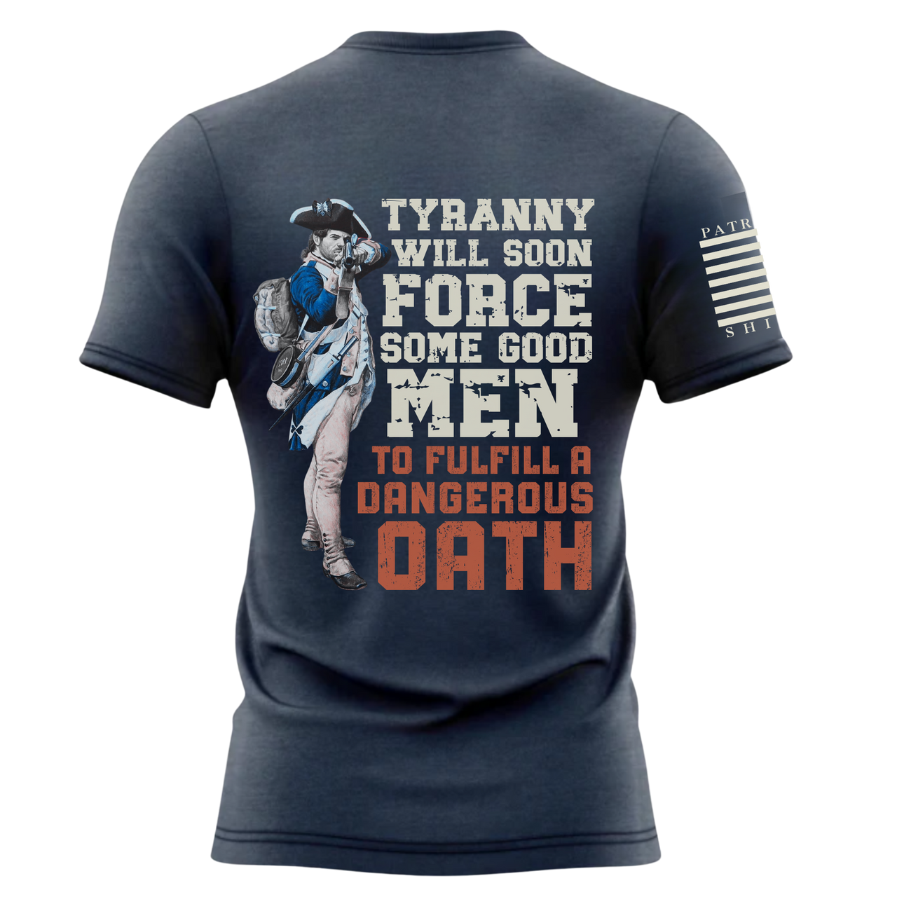 American Pride T-Shirt - A Warning to Those Who Threaten Liberty. Navy Blue