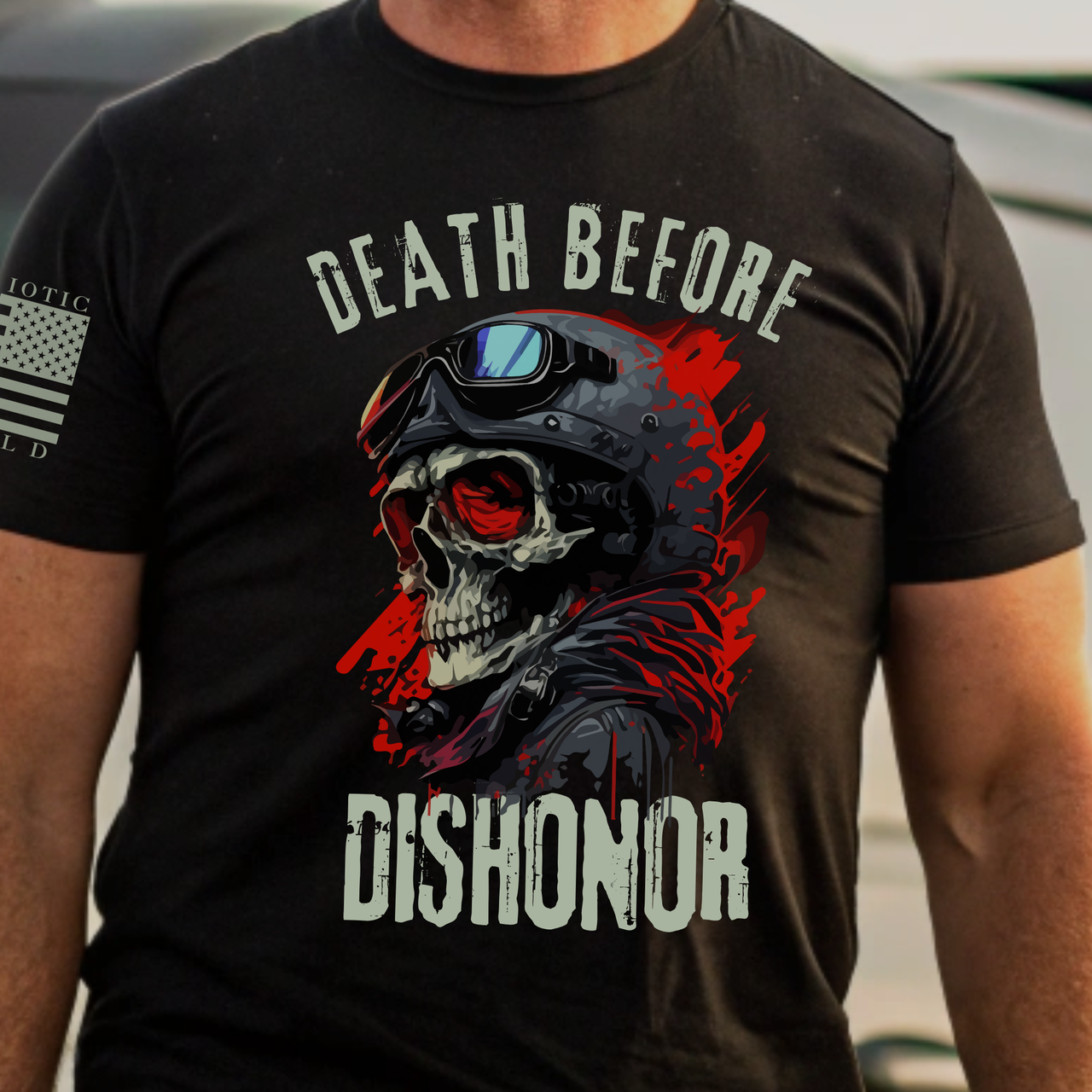 Patriotic Death Before Dishonor T-Shirt for fearless warriors.