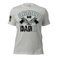 Military-style shirt for proud American fathers who love the 2nd amendment. heather athletic