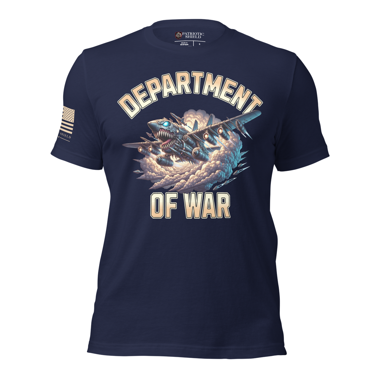 American Warrior T-Shirt Bold Defiant Patriotic Design. navy