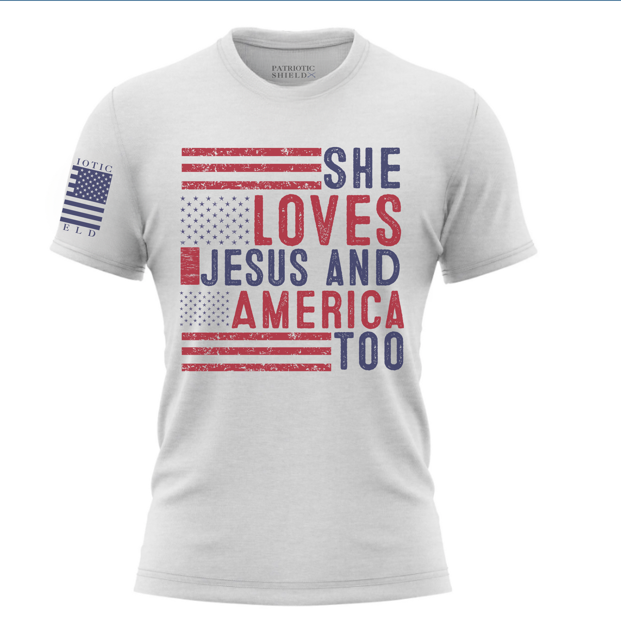 Empowering Devotion T-shirt for patriotic women of faith and strength. White