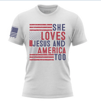 Thumbnail for Empowering Devotion T-shirt for patriotic women of faith and strength. White