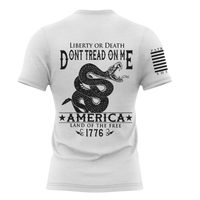 Thumbnail for Iconic Don’t Tread on Me T-Shirt representing patriotic pride. white