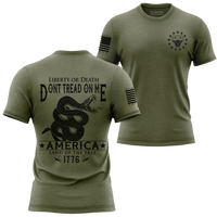 Thumbnail for Patriotic Don’t Tread on Me T-Shirt for freedom enthusiasts.